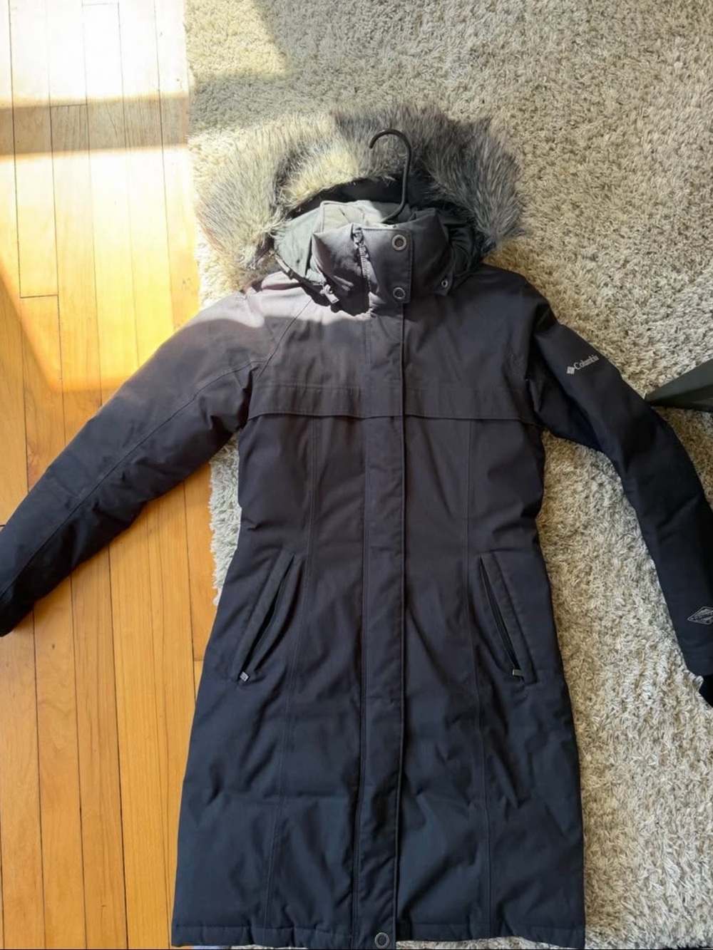 Columbia Women's Black Long Insulated Parka with Fur-Trim Hood